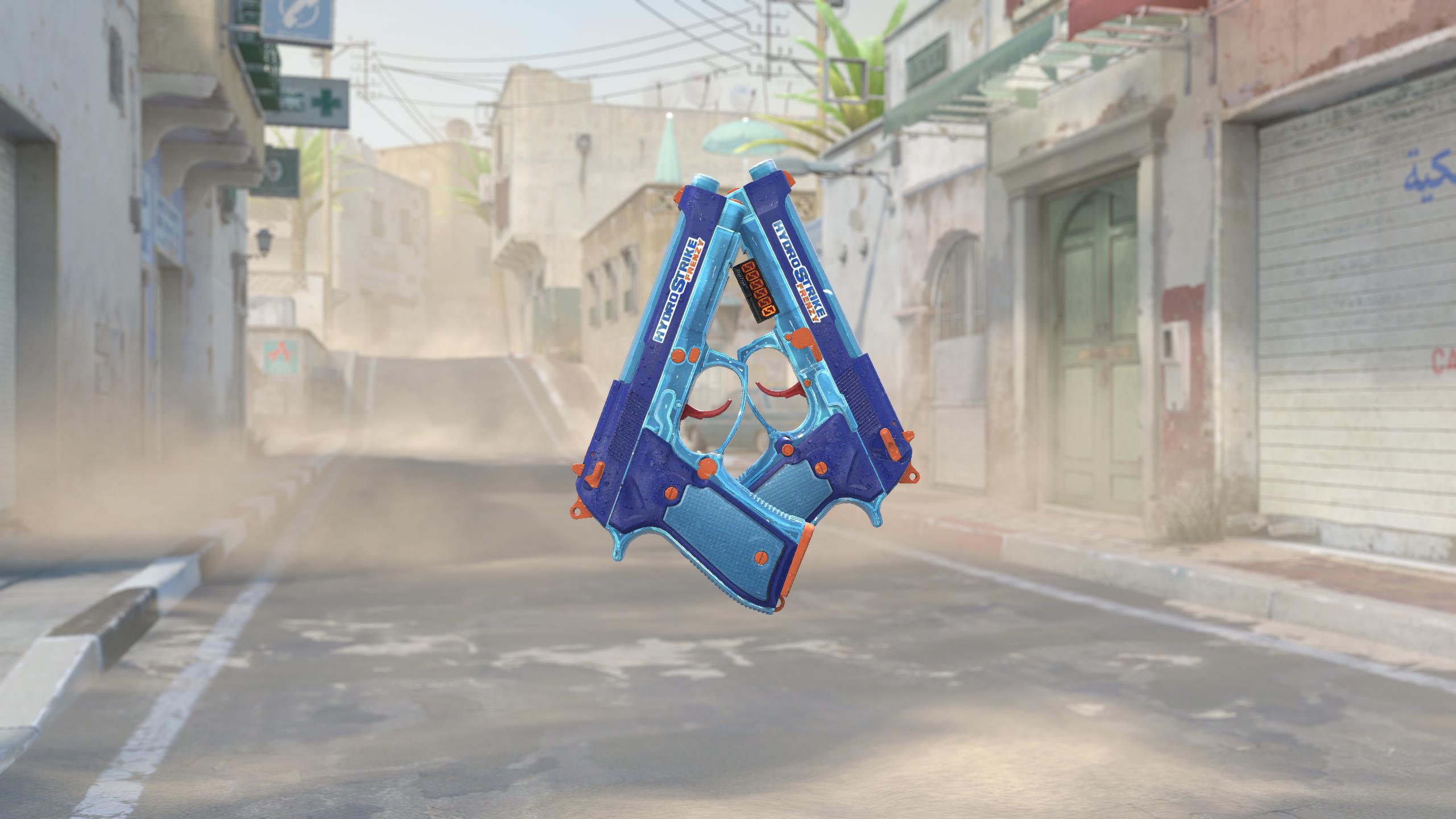 双持贝瑞塔（StatTrak™） | 水枪冲击 (略有磨损)