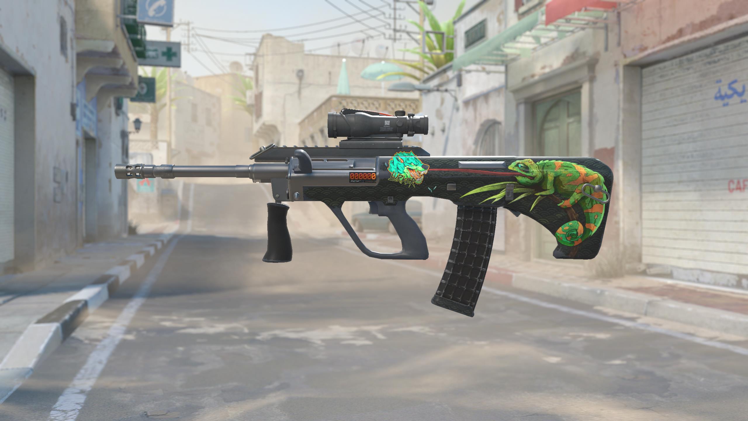 AUG（StatTrak™） | 变色龙 (略有磨损)