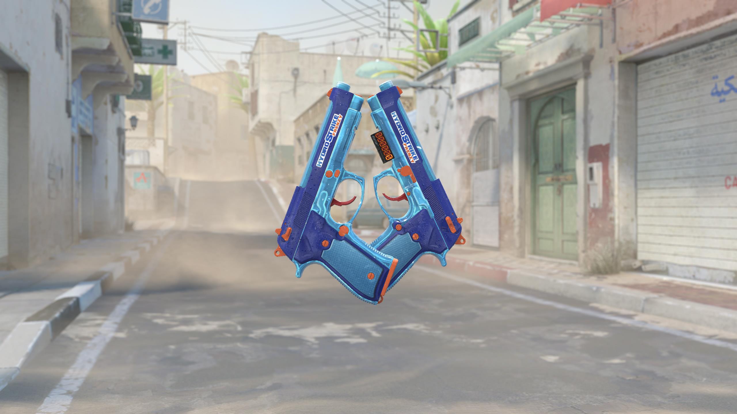 双持贝瑞塔（StatTrak™） | 水枪冲击 (略有磨损)