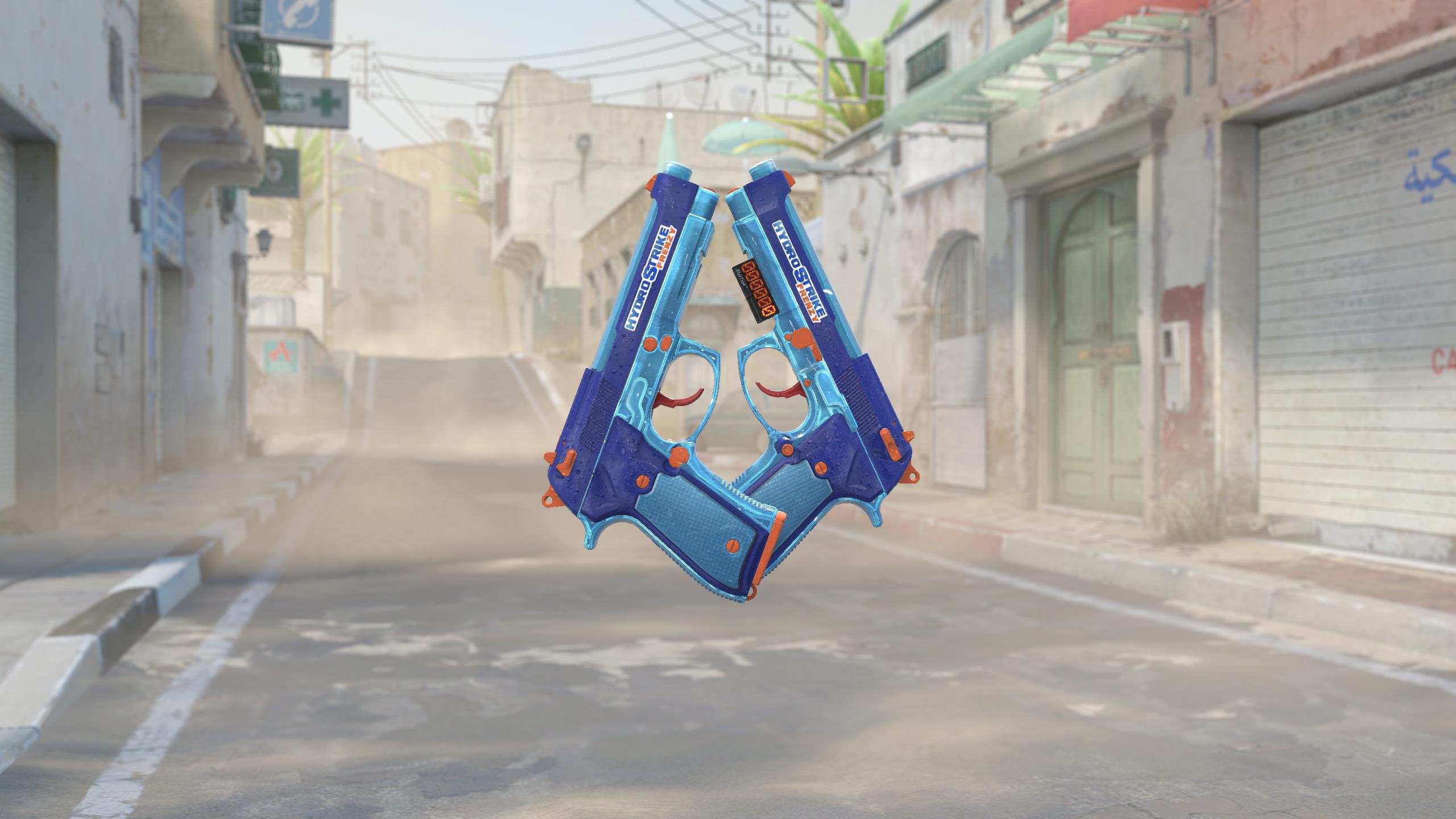 双持贝瑞塔（StatTrak™） | 水枪冲击 (略有磨损)